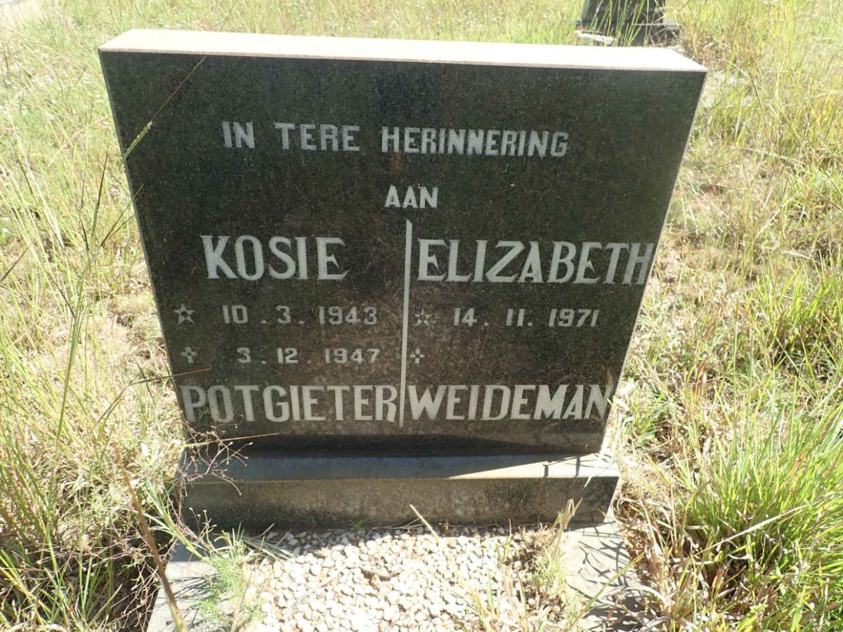 POTGIETER Kosie 1943-1947 :: WEIDEMAN Elizabeth 1971-
