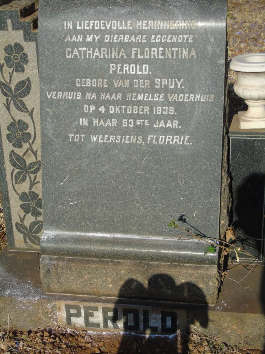 PEROLD Catharina Florentina nee VAN DER SPUY -1939