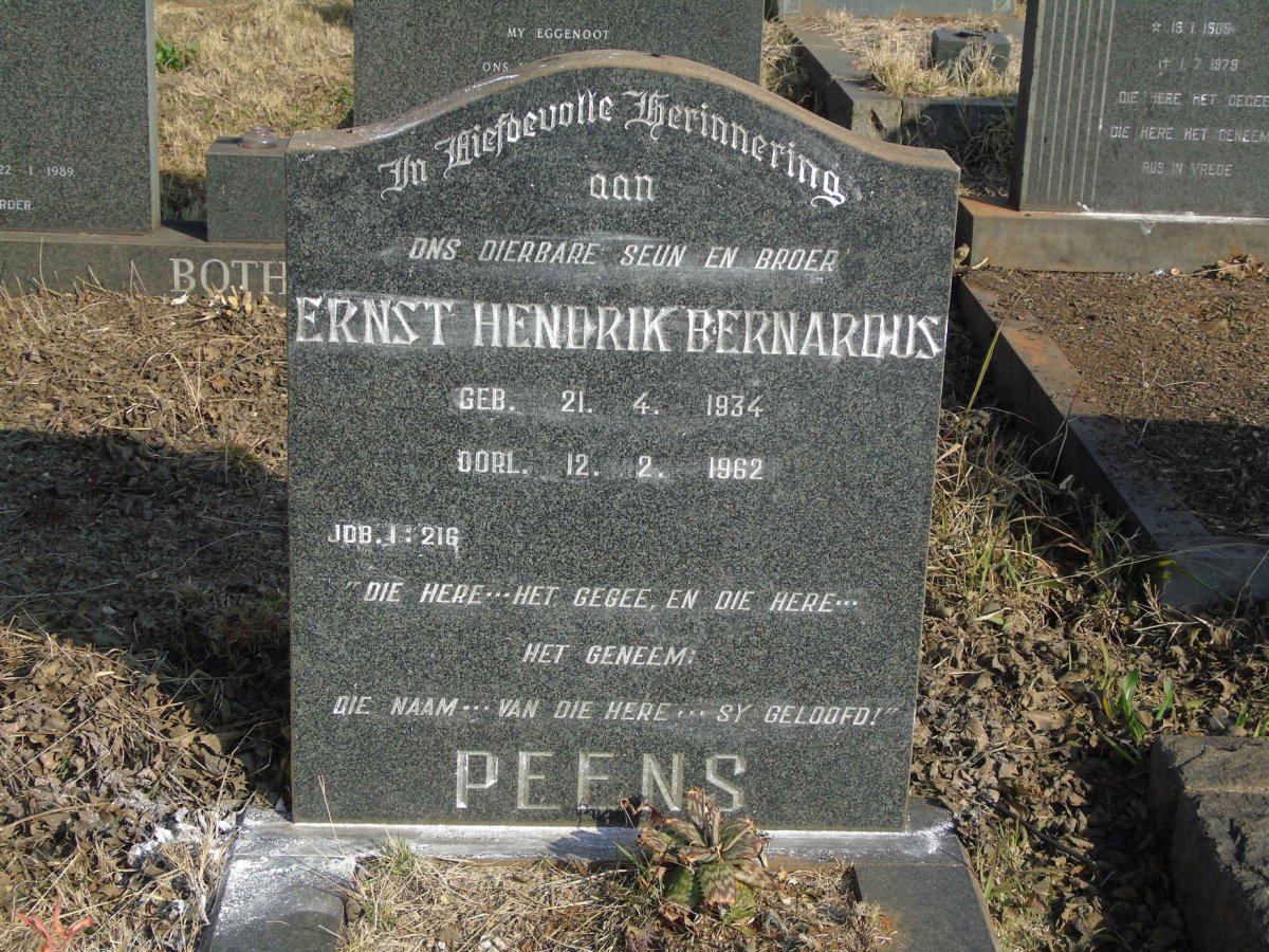 PEENS Ernst Hendrik Bernardus 1934-1962