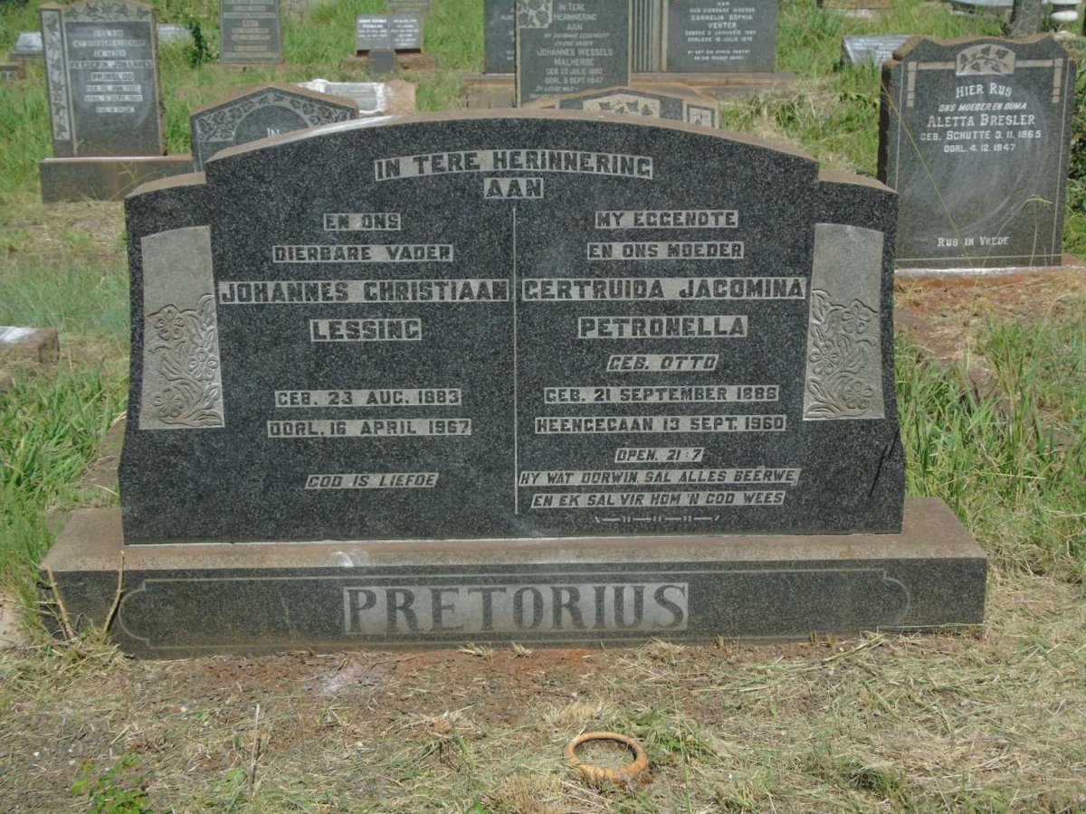 PRETORIUS Johannes Christiaan Lessing 1883-1967 & Gertruida Jacomina Petronella OTTO 1888-1960