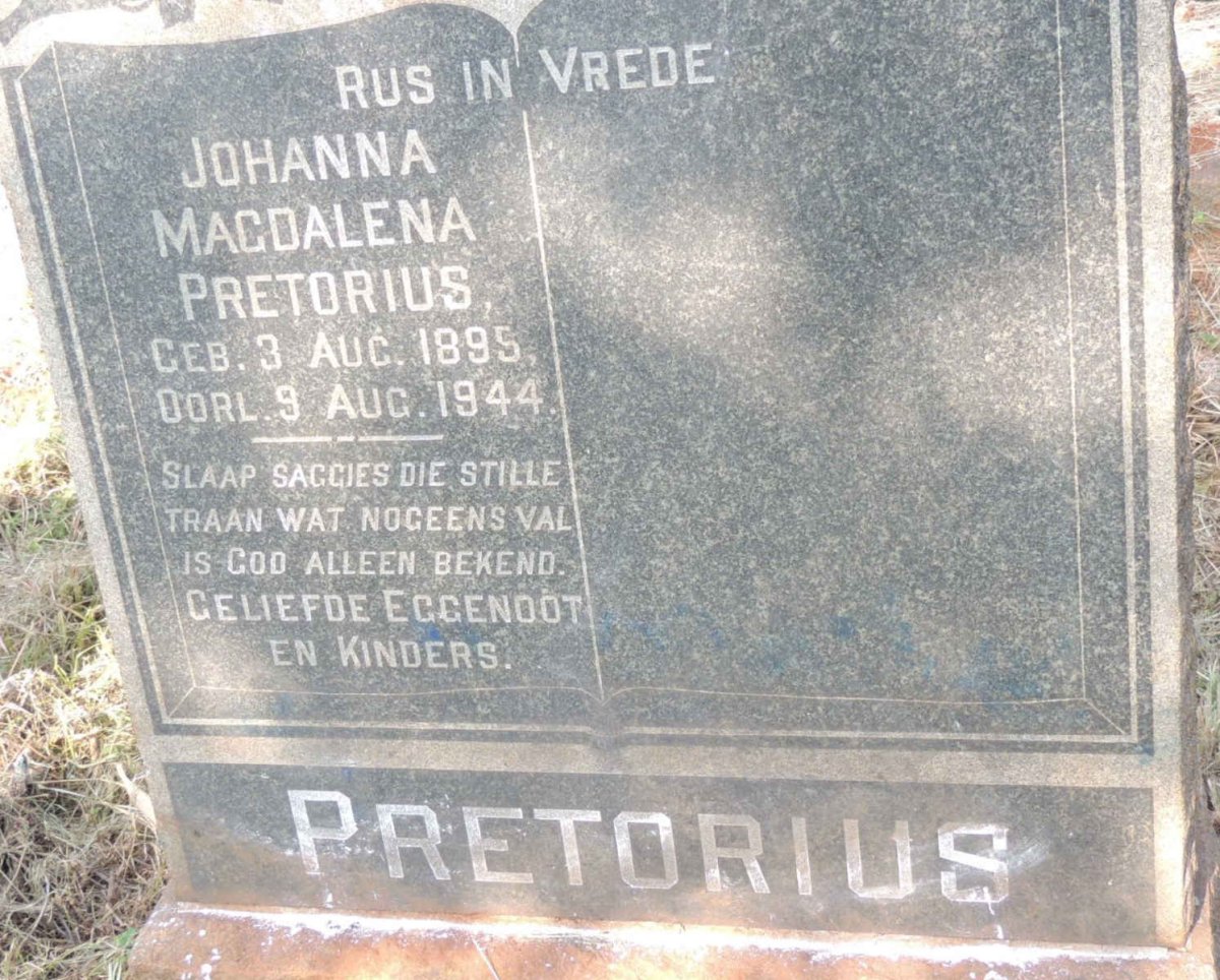 PRETORIUS Johanna Magdalena 1895-1944