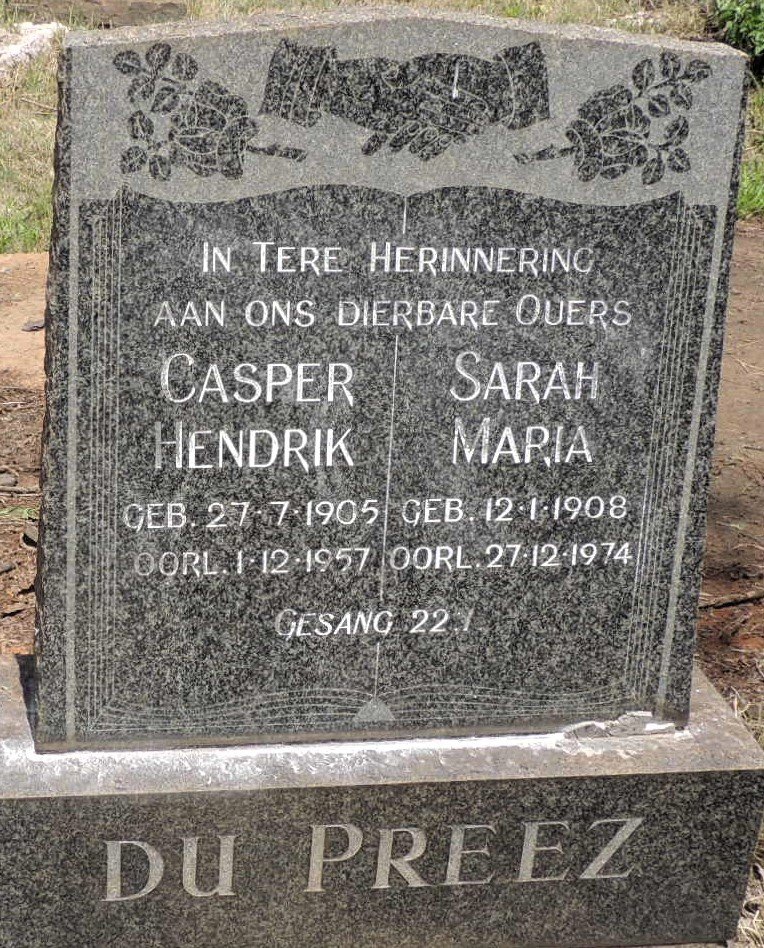 PREEZ Casper Hendrik, du 1905-1957 & Sarah Maria 1908-1974_2
