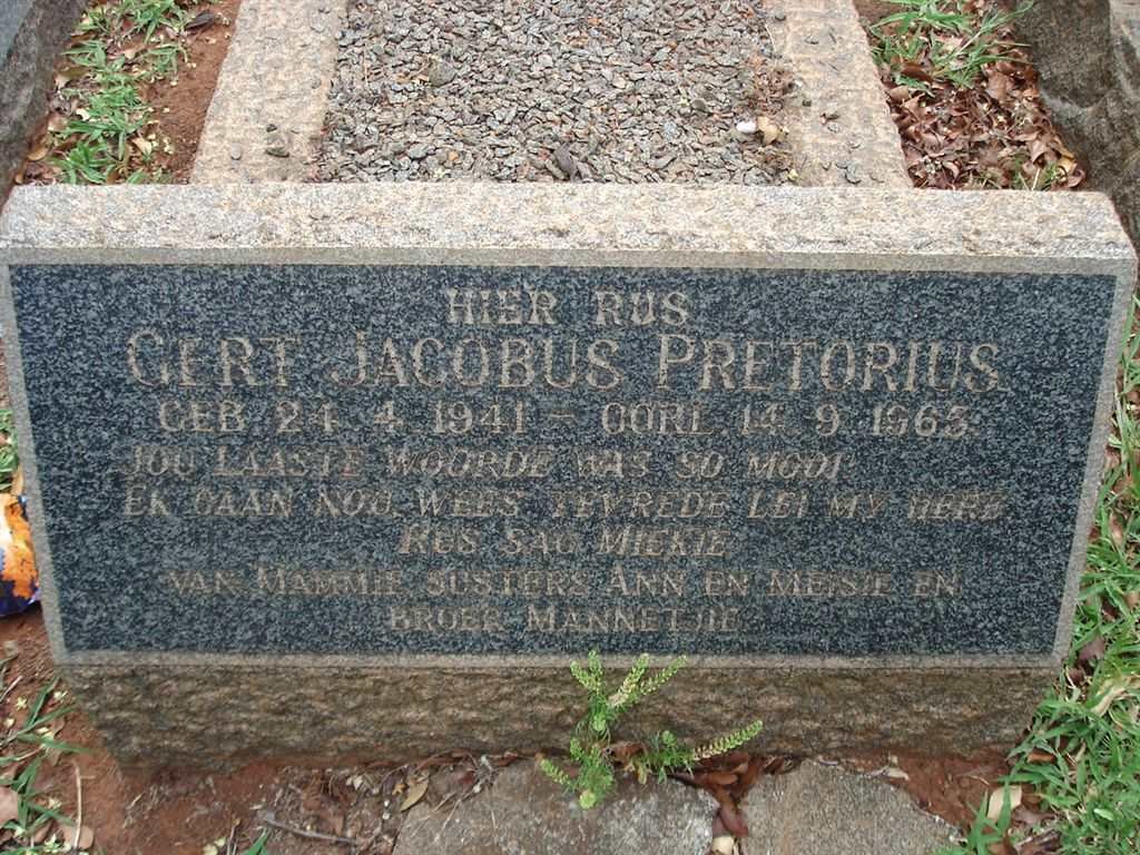 PRETORIUS Gert Jacobus 1941-1965