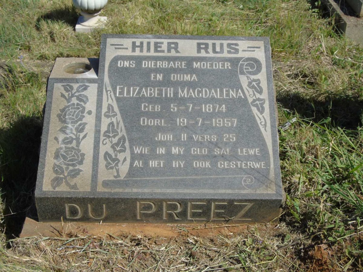 PREEZ Elizabeth Magdalena, du 1874-1957