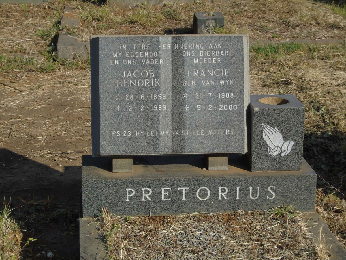 PRETORIUS Jacob Hendrik 1899-1989 &amp; Francie VAN WYK 1908-2000