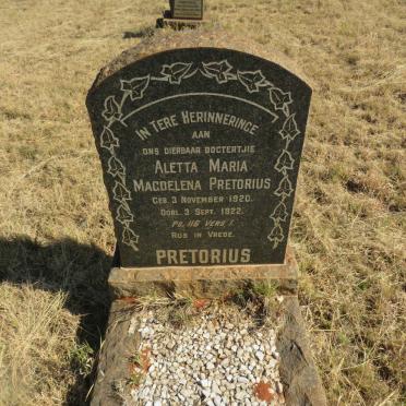PRETORIUS Aletta Maria Magdelena 1920-1922
