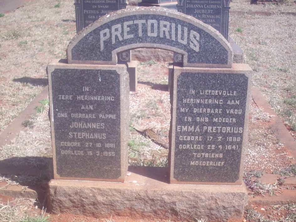 PRETORIUS Johannes Stefanus 1881-1955 &amp; Emma 1888-1941