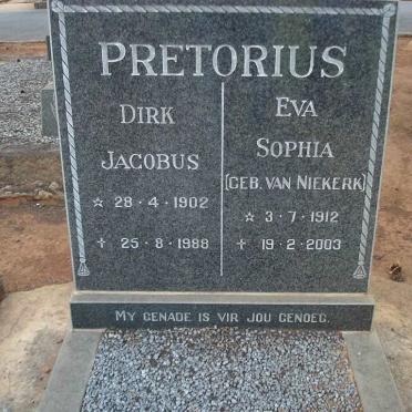 PRETORIUS Dirk Jacobus 1902-1988 &amp; Eva Sophia VAN NIEKERK 1912-2003