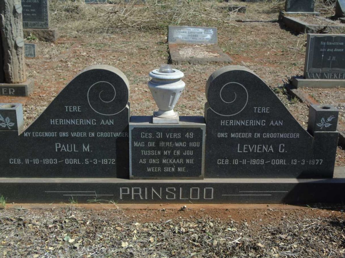 PRINSLOO Paul M. 1903-1972 & Leviena C. 1909-1977