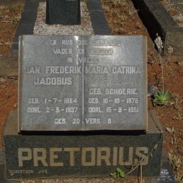 PRETORIUS Jan Frederik Jacobs 1864-1937 & Maria Catrina SCHOERIE 1878-1951