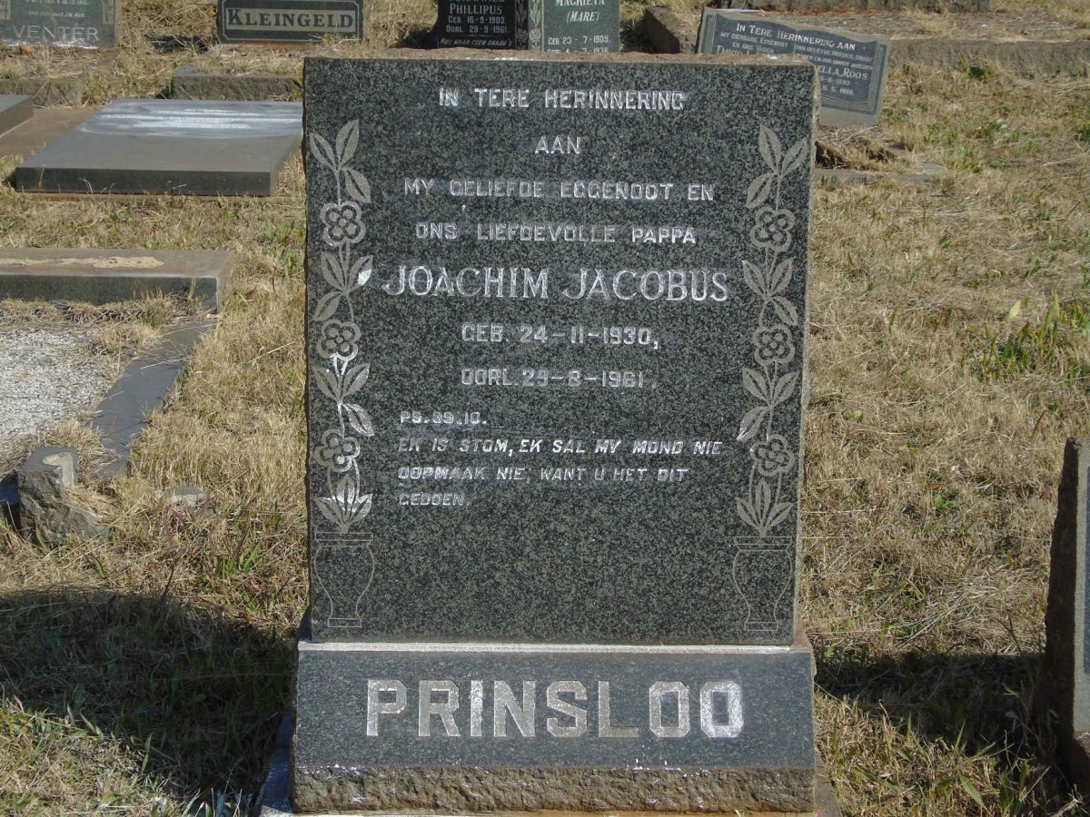 PRINSLOO Joachim Jacobus 1930-1961