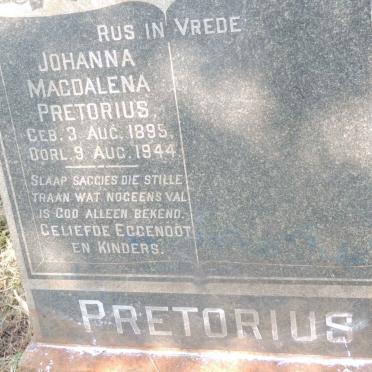 PRETORIUS Johanna Magdalena 1895-1944