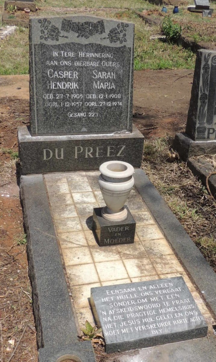 PREEZ Casper Hendrik, du 1905-1957 & Sarah Maria 1908-1974_1
