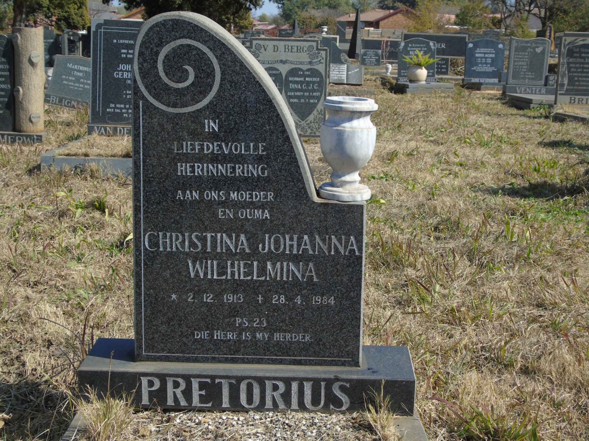 PRETORIUS Christina Johanna Wilhelmina 1913-1984