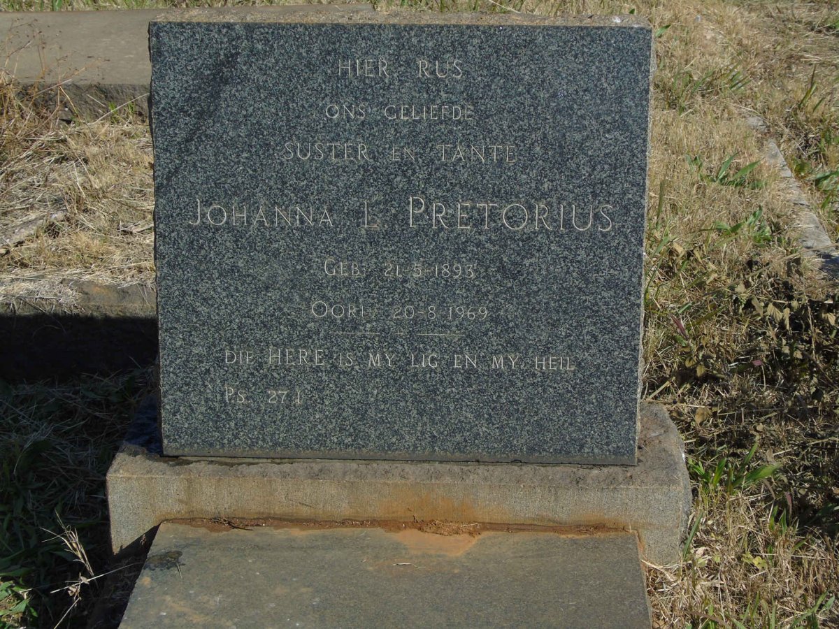 PRETORIUS Johanna L. 1893-1969