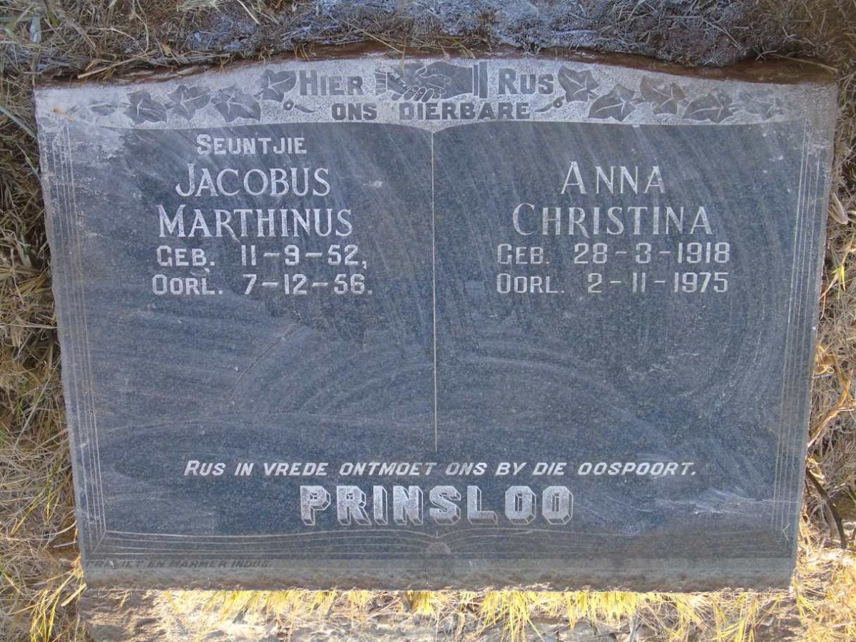 PRINSLOO Anna Christina 1918-1975 :: PRINSLOO Jacobus Marthinus 1952-1956 