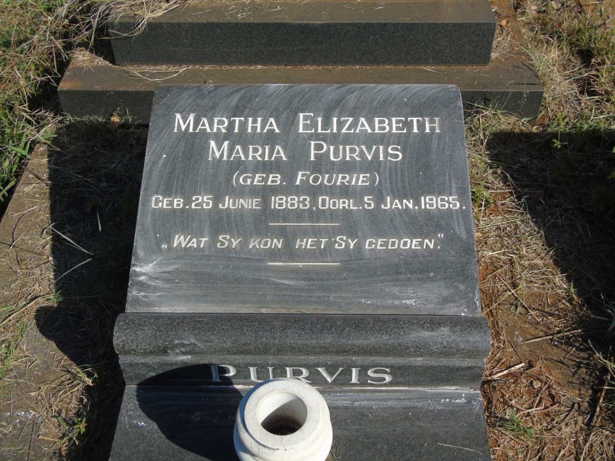 PURVIS Martha Elizabeth Maria nee FOURIE 1883-1965 