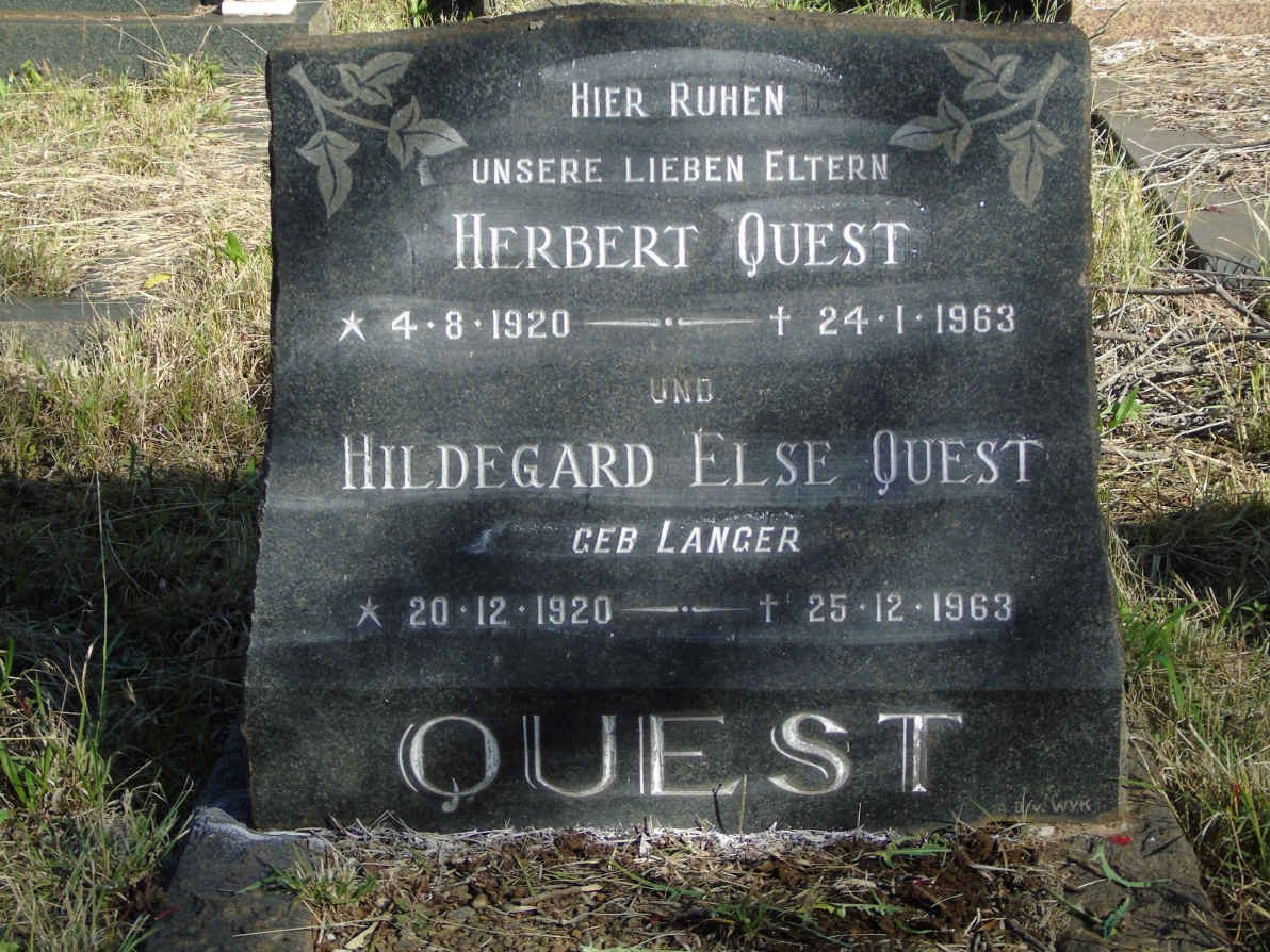 QUEST Herbert 1920-1963 &amp; Hildegard Else LANGER 1920-1963