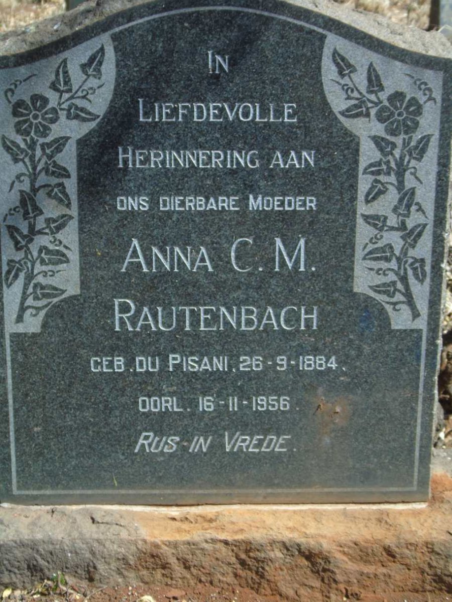 RAUTENBACH Anna C.M. nee DU PISANI 1884-1956