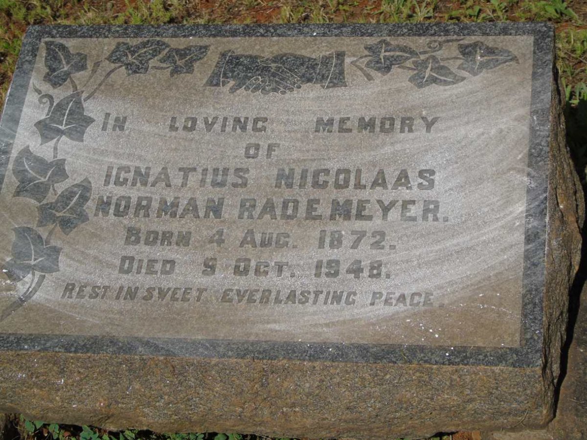 RADEMEYER Ignatius Nicolaas Norman 1872-1948