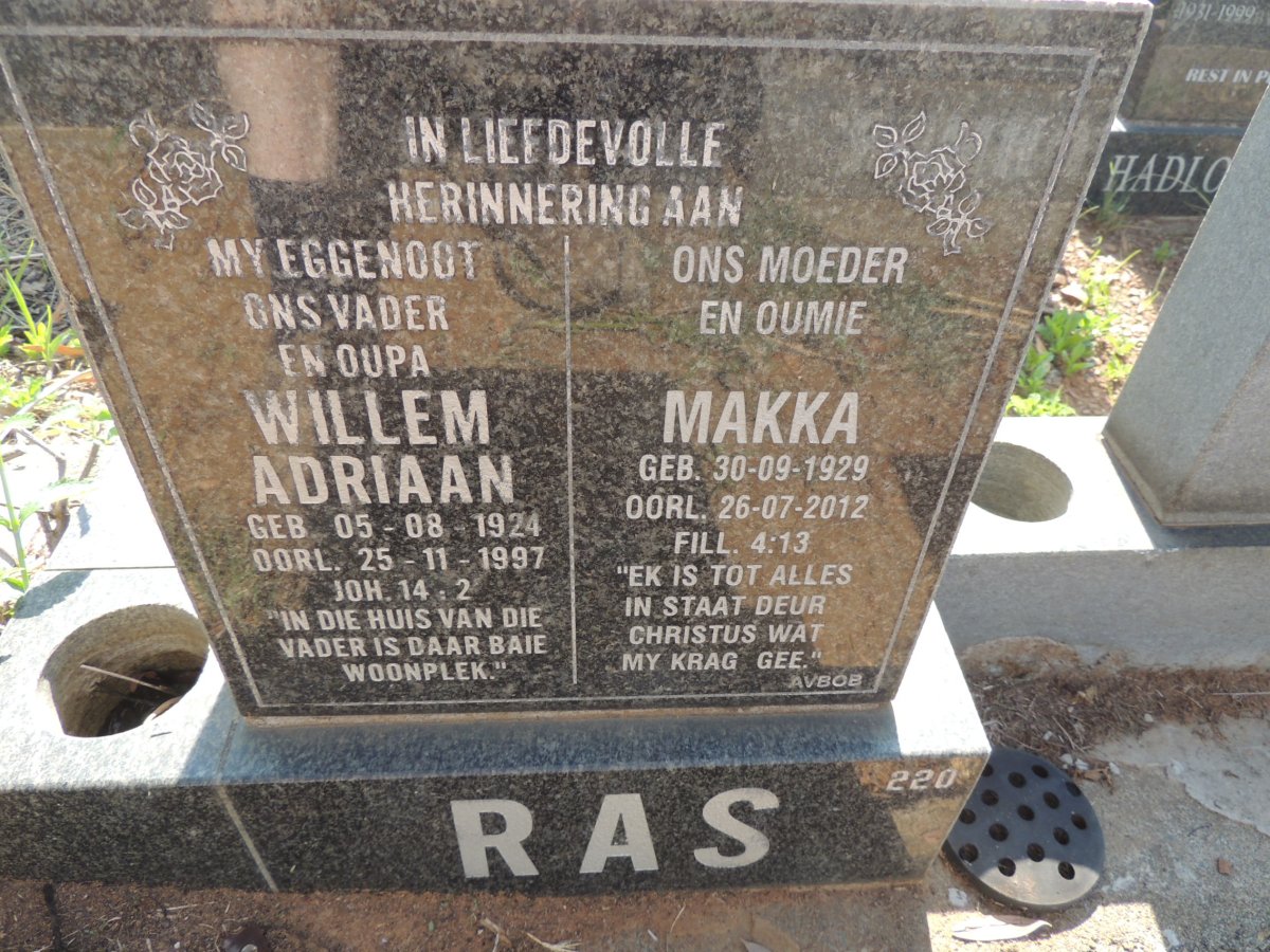 RAS Willem Adriaan 1924-1997 & Makka 1929-2012