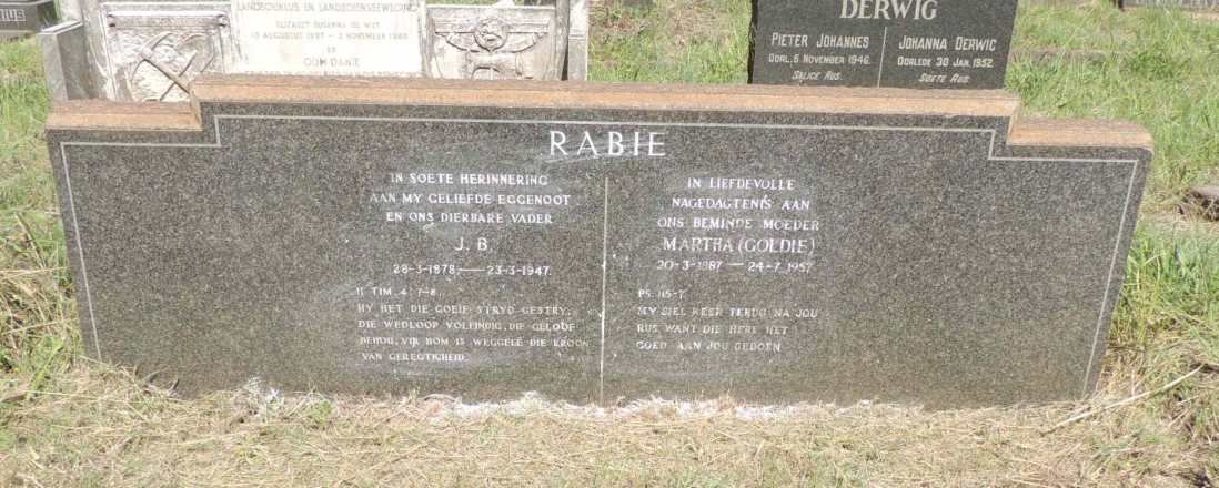 RABIE J.B. 1878-1947 & Martha GOLDIE 1887-1957