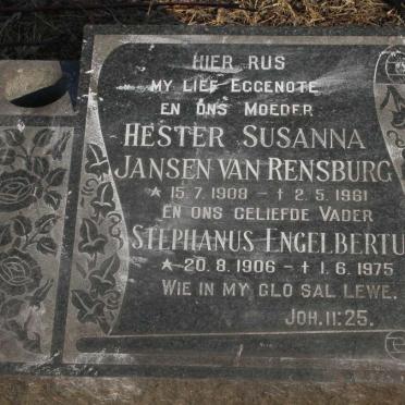 RENSBURG Stephanus Engelbertus, Jansen van 1906-1975 & Hester Susanna 1908-1961