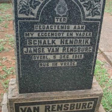 RENSBURG Schalk Hendrik, Janse van -1918