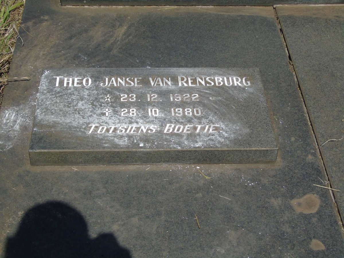 RENSBURG Johannes L.J., Janse van 1879-1948 & Catharina J. 1892-1947 :: RENSBURG Theo, Janse van 1922-1980_3