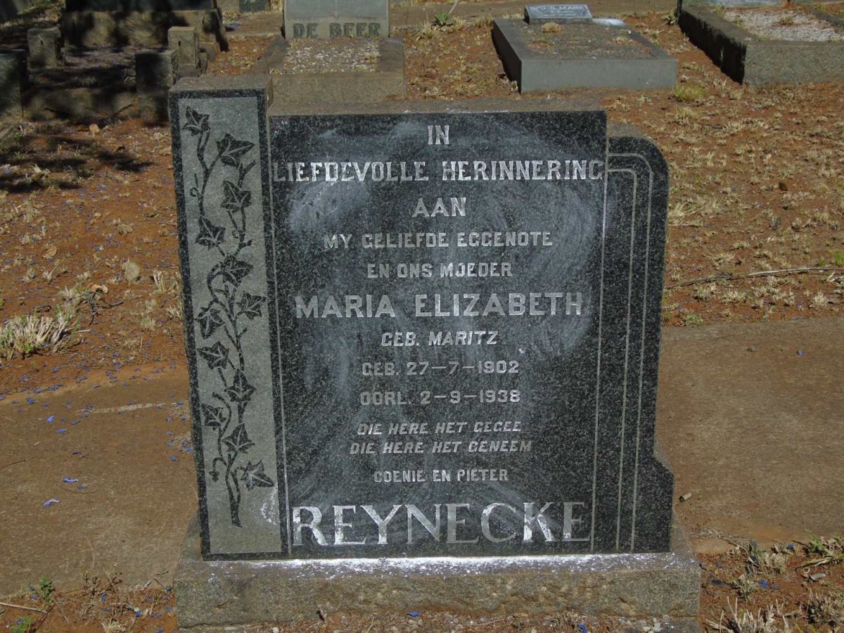 REYNECKE Maria Elizabeth nee MARITZ 1902-1938
