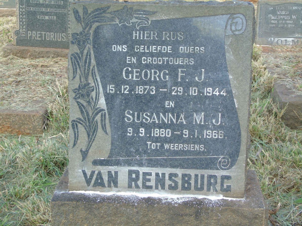RENSBURG George F.J., van 1873-1944 &amp; Susanna M.J. 1880-1966