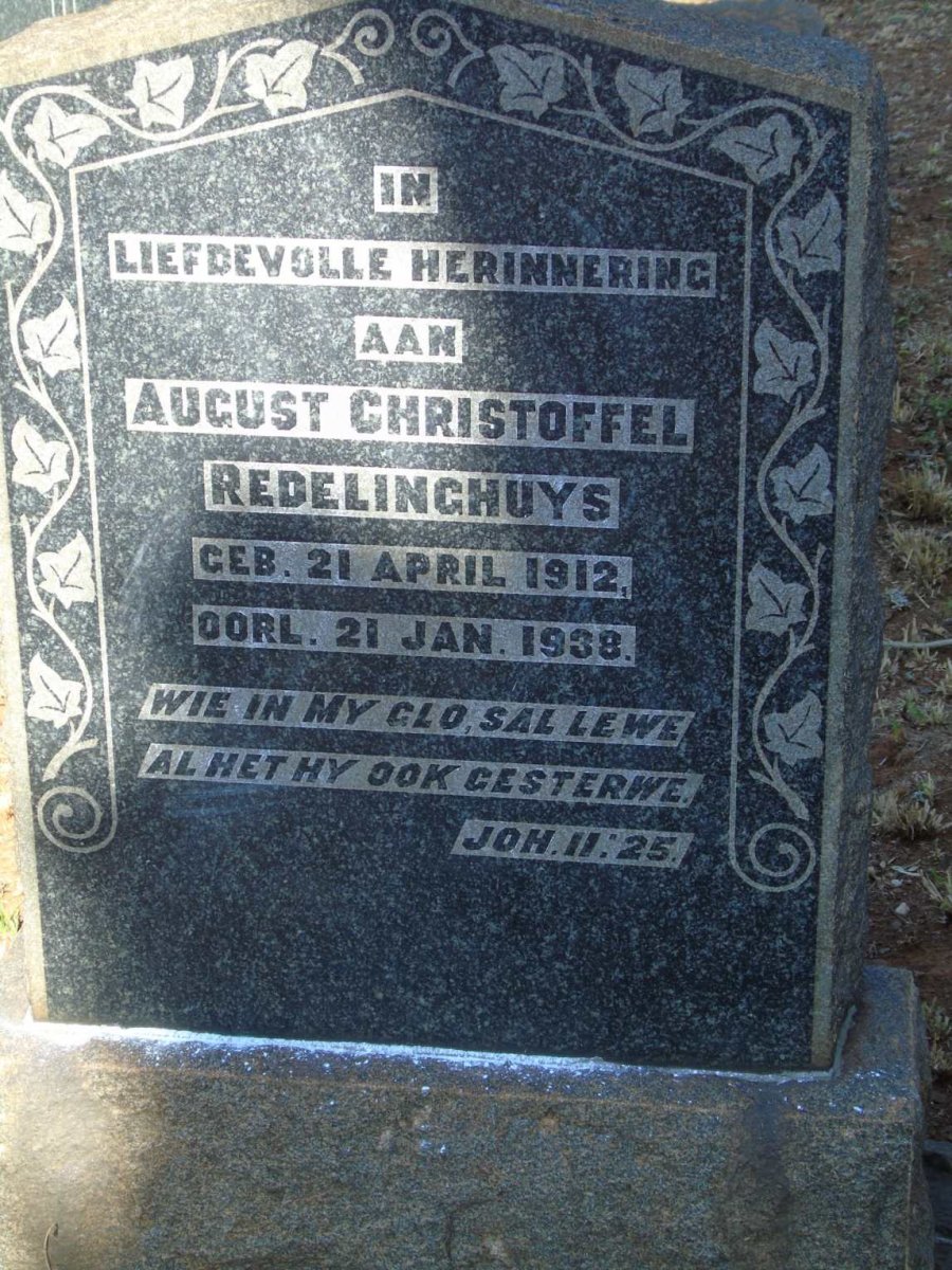 REDELINGHUYS August Christoffel 1912-1938