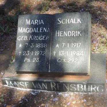 RENSBURG Maria Magdalena, Janse van nee KRUGER 1888-1972 :: JANSE VAN RENSBURG Schalk Hendrik 1917-1984