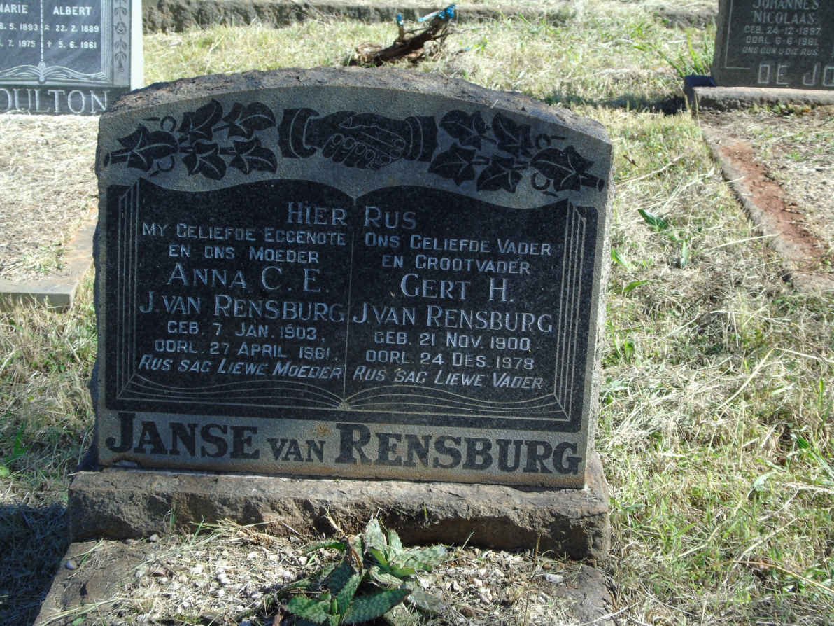 RENSBURG Gert H., JANSE van 1900-1978 &amp; Anna C.E. 1903-1961