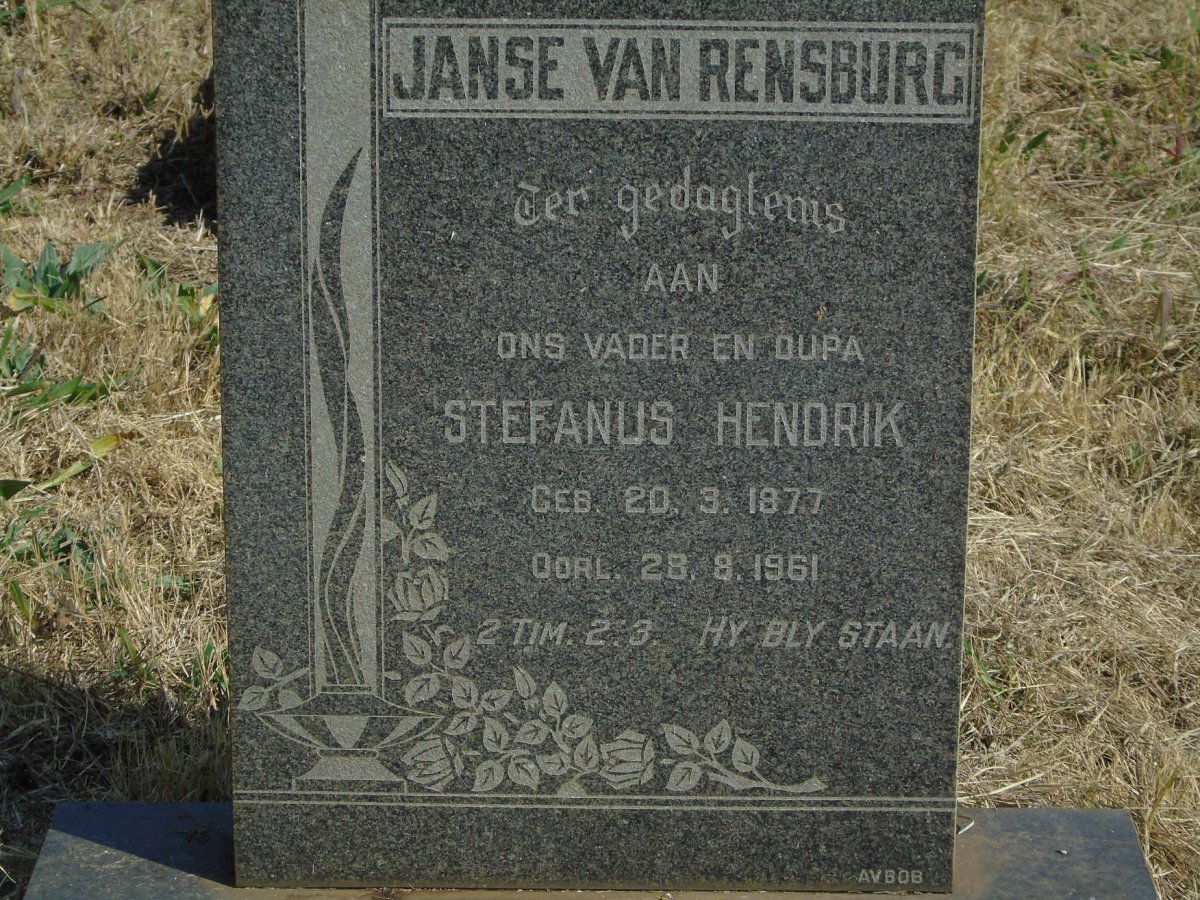 RENSBURG Stefanus Hendrik, Janse van 1877-1961
