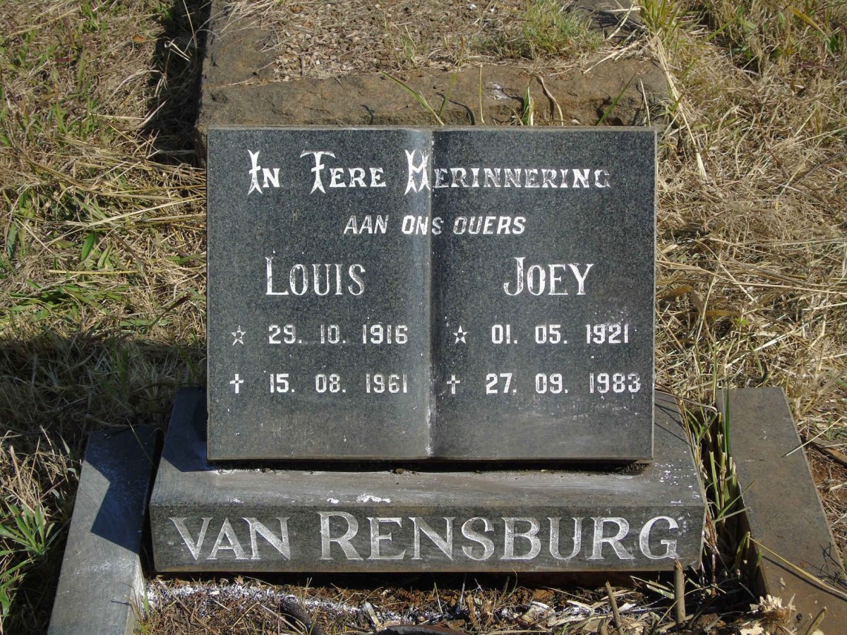 RENSBURG Louis, van 1916-1961 &amp; Joey 1921-1983