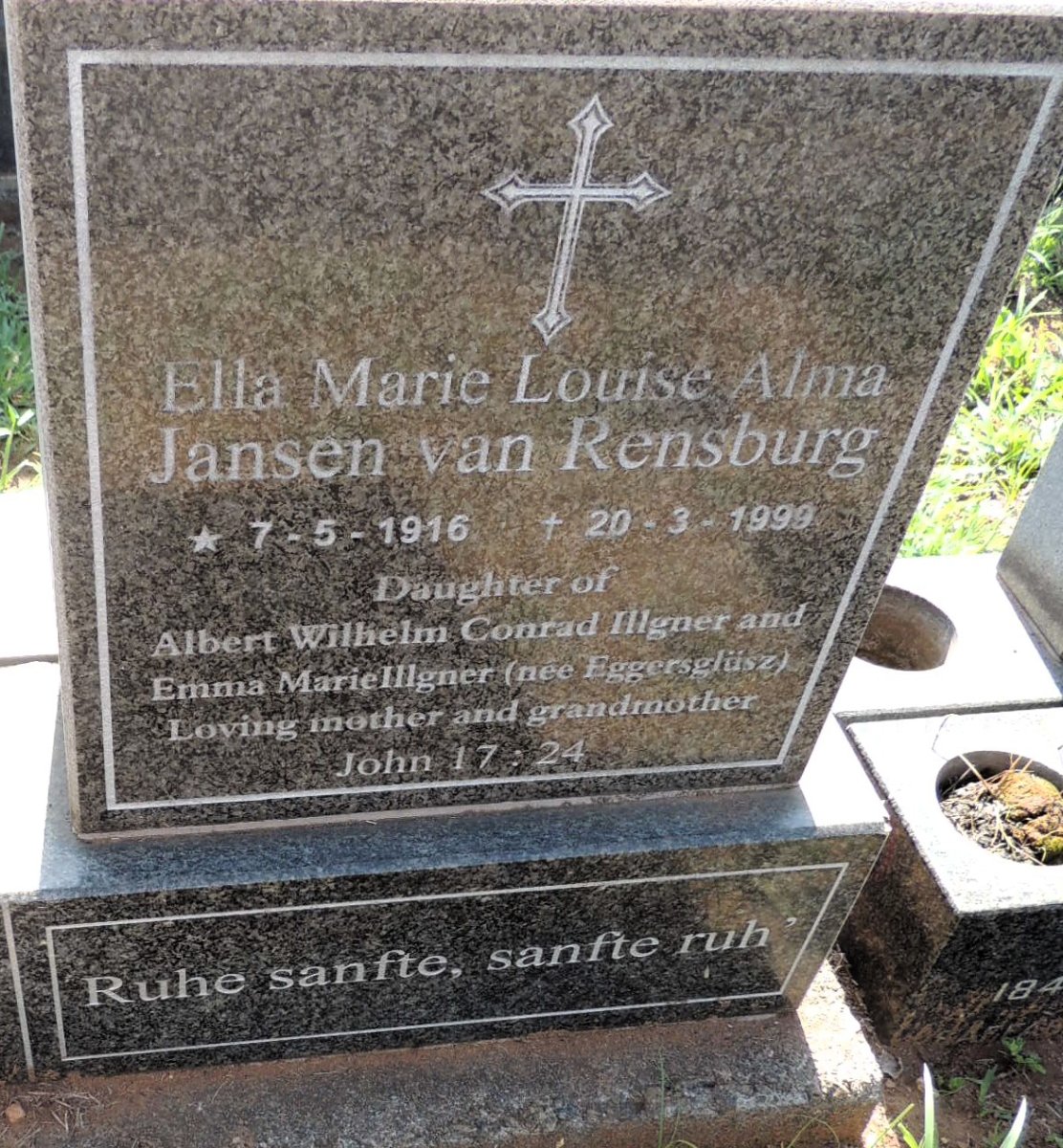RENSBURG Ella Marie Louise Alma, Jansen van 1916-1999