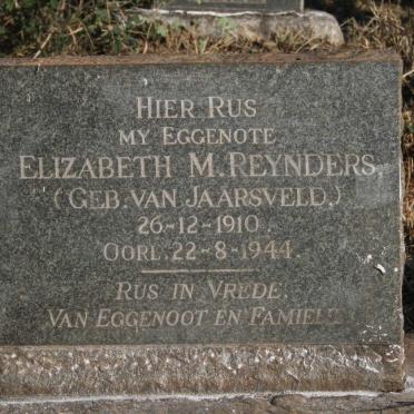 REYNDERS Elizabeth M. nee VAN JAARSVELD 1910-1944