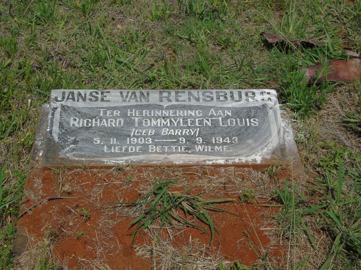 RENSBURG Richard Tommyleen Louis, Janse van nee BARRY 1903-1943