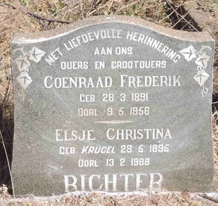 RICHTER Coenraad Frederik 1891-1956 & Elsje Christina KRUGEL 1895-1988