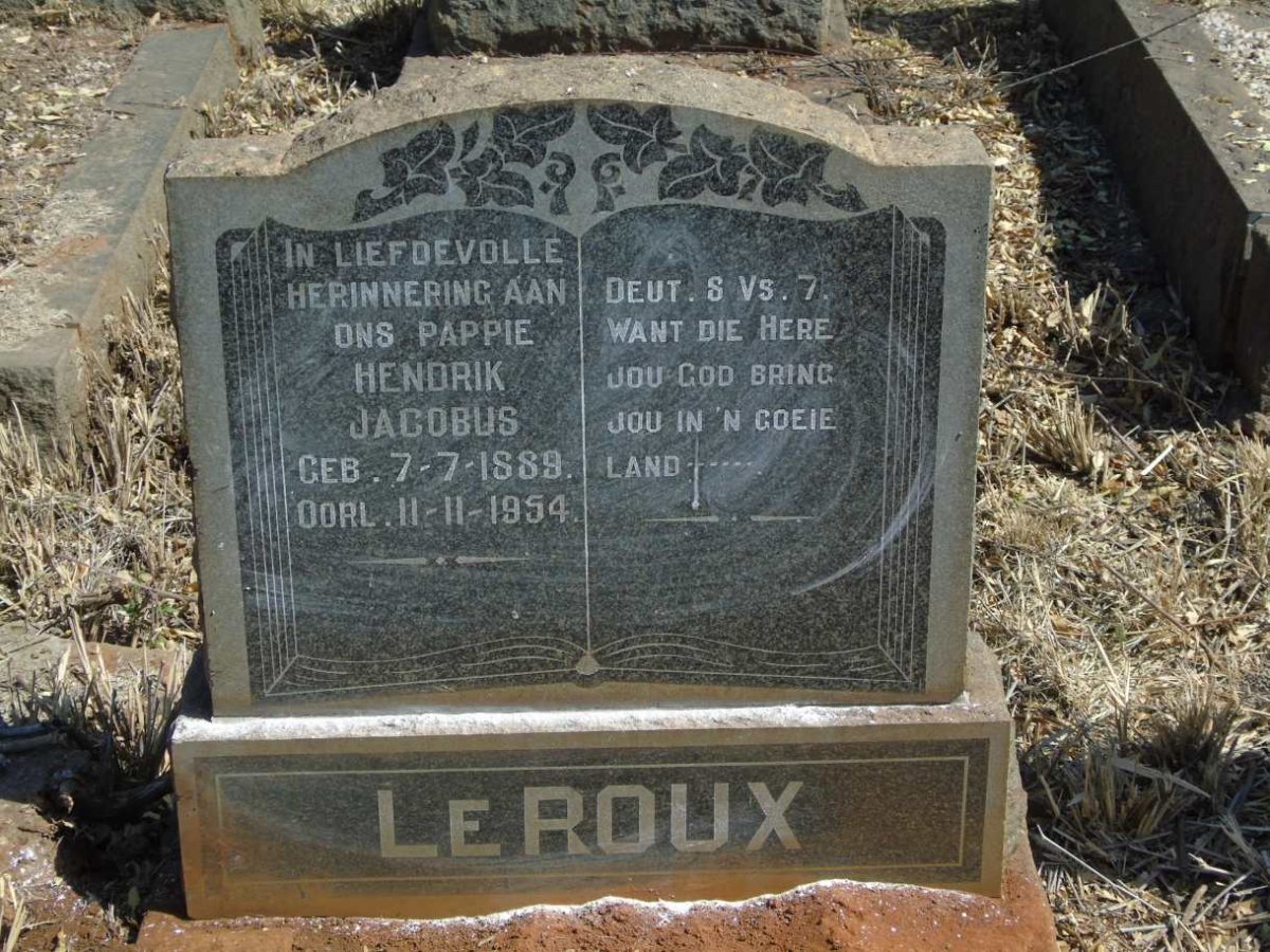 ROUX Hendrik Jacobus, le 1889-1954