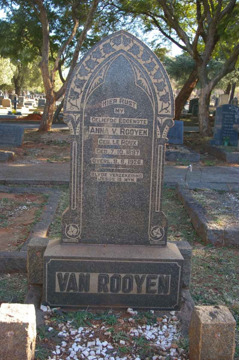 ROOYEN Anna V., van nee LE ROUX 1897-1926