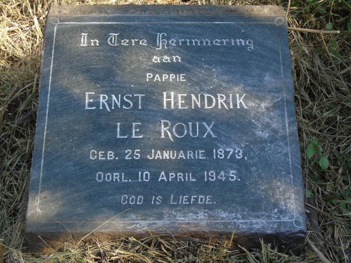 ROUX Ernst Hendrik, le 1873-1945