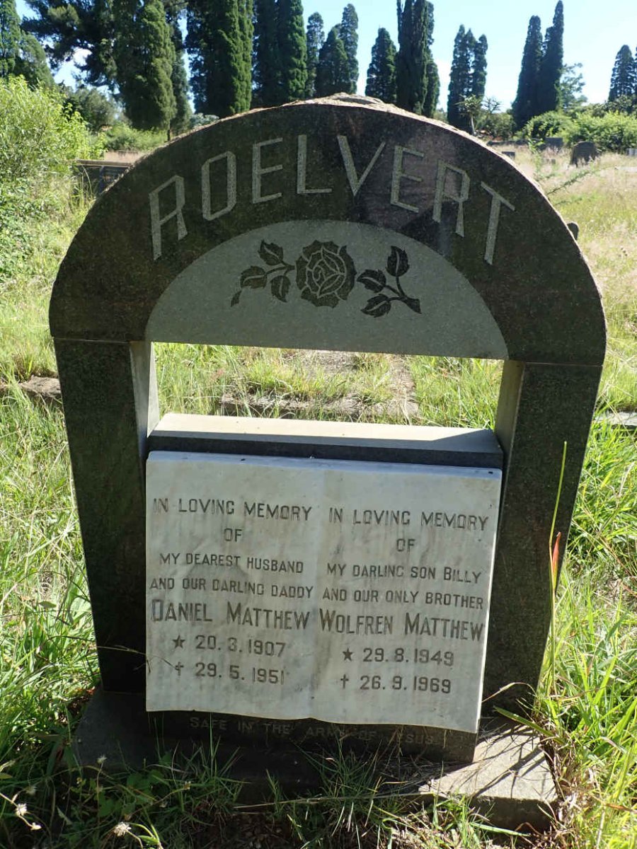 ROELVERT Daniel Matthew 1907-1951 :: ROELVERT Wolfren Matthew 1949-1969