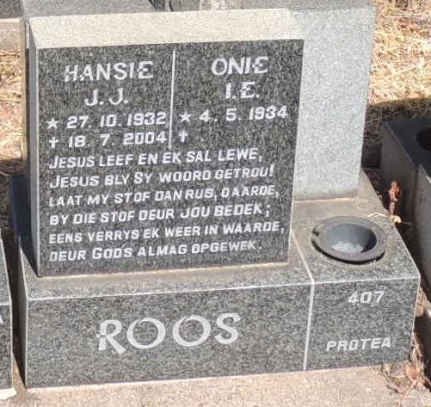 ROOS J.J. 1932-2004 & I.E. 1934- 