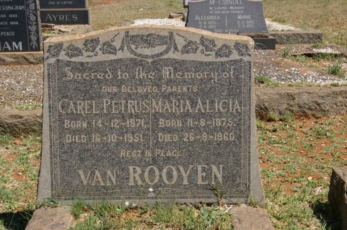 ROOYEN Carel Petrus, van 1871-1951 &amp; Maria Alicia 1875-1960