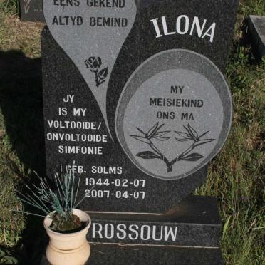 ROSSOUW Ilona nee SOLMS 1944-2007 :: ROSSOUW Gabriel Jozua 1975-1975