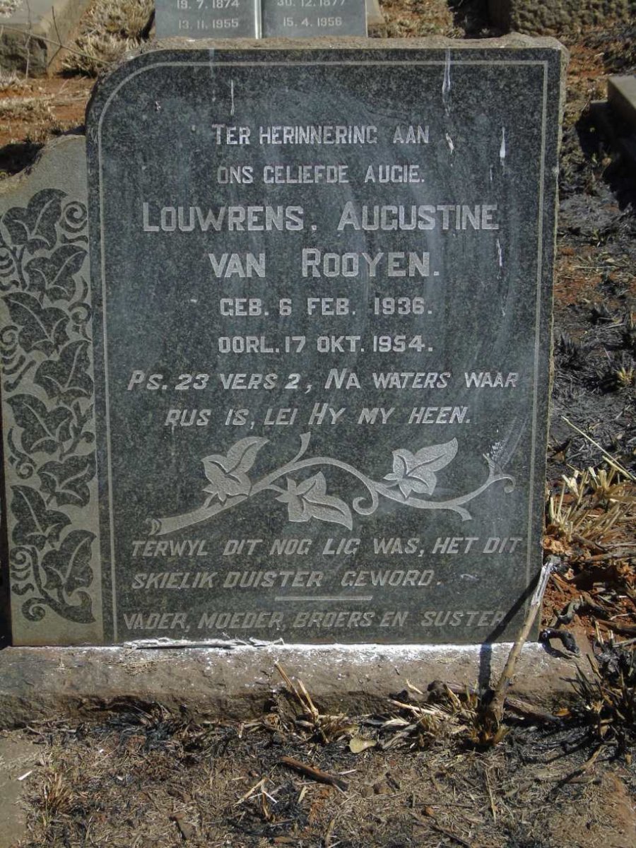 ROOYEN Louwrens Augustine, van 1936-1954