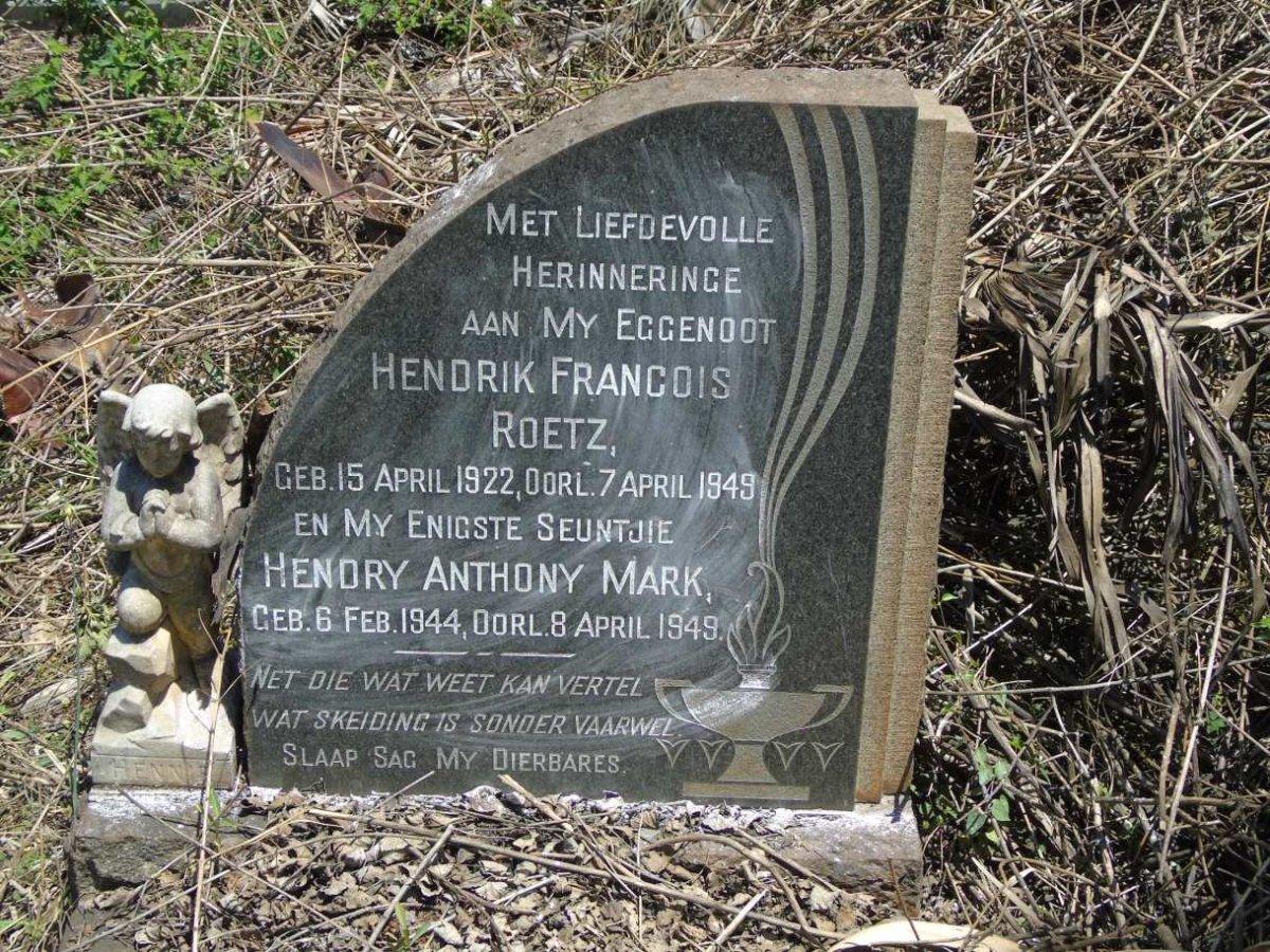 ROETZ Hendrik Francois 1922-1949 :: ROETZ Hendry Anthony Mark 1944-1949