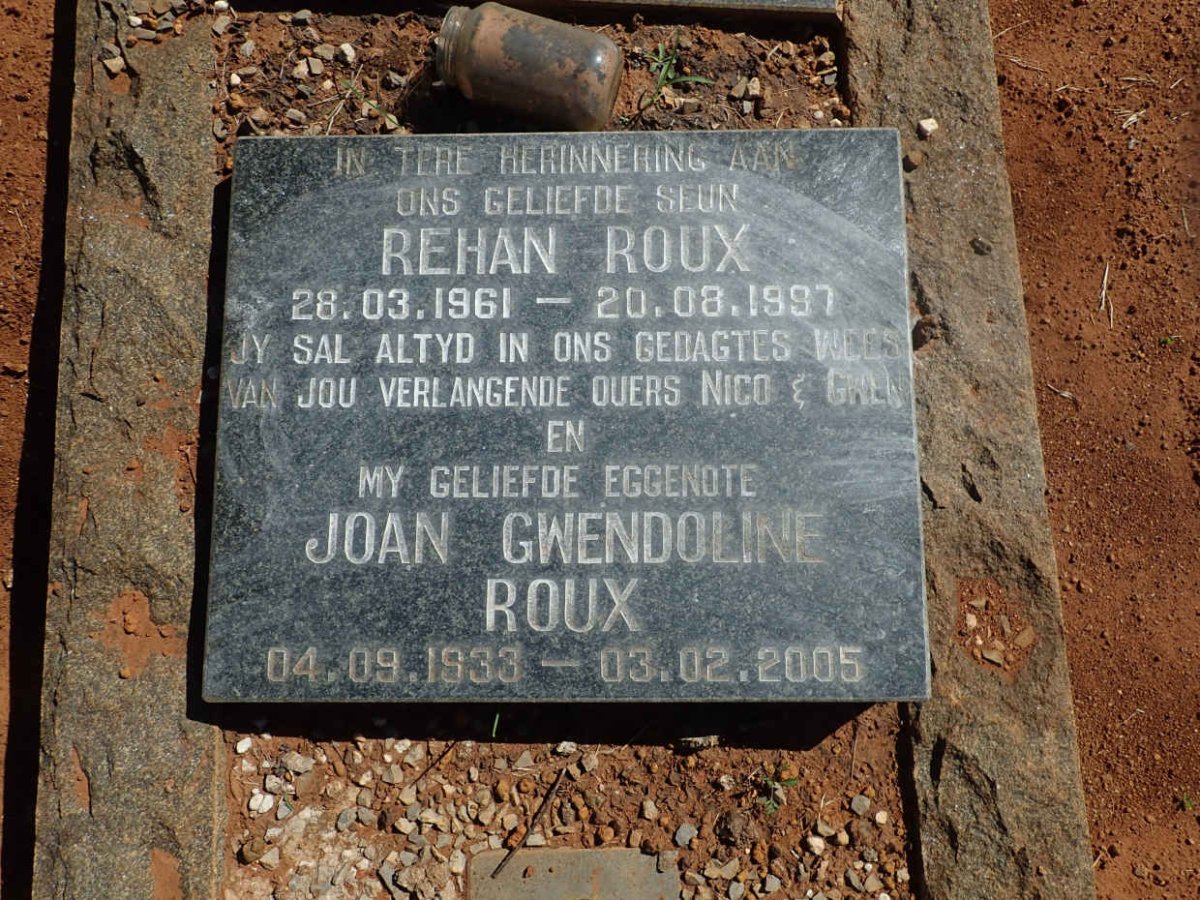 ROUX Joan Gwendoline 1933-2005 :: ROUX Rehan 1961-1997